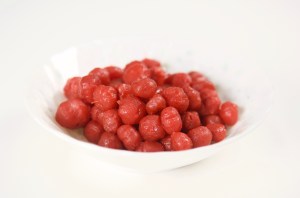 Preserved damson in bowl